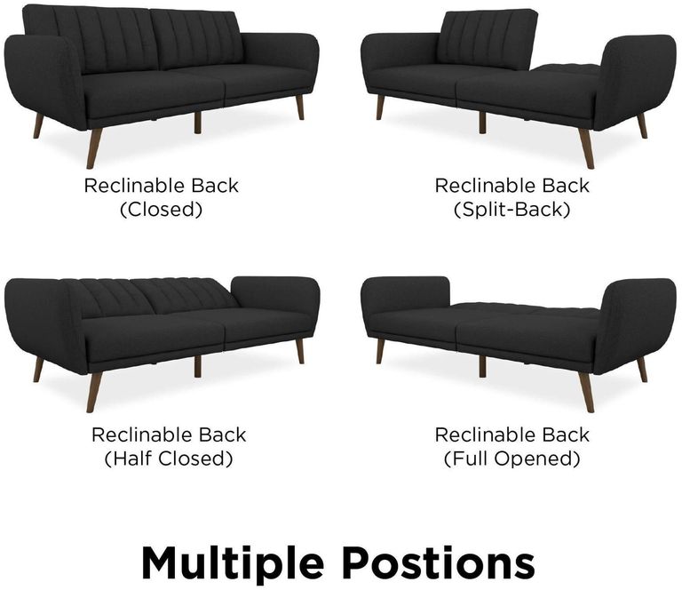 Nowata Brittany Dark Grey Linen Futon Sofa Bed - 2115029NUK