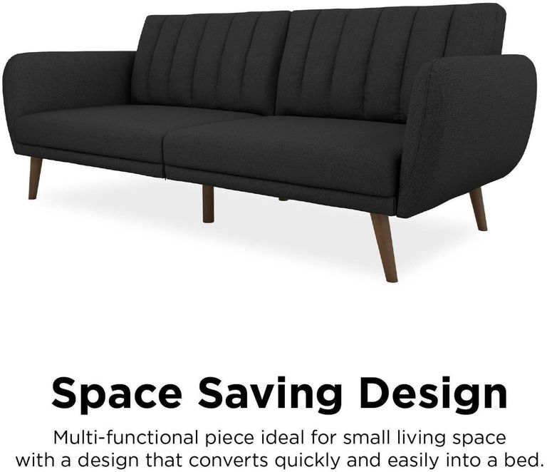 Nowata Brittany Dark Grey Linen Futon Sofa Bed - 2115029NUK