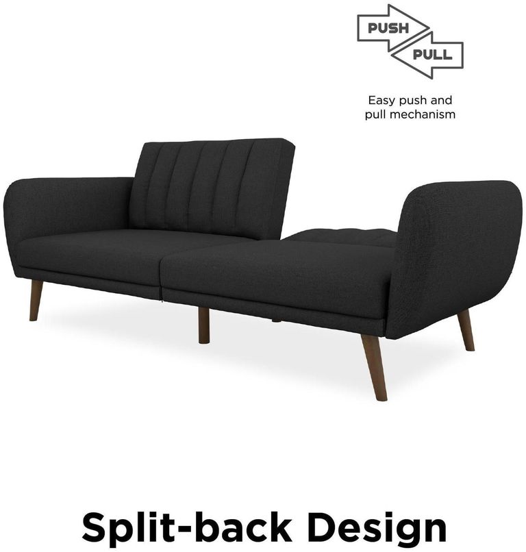 Nowata Brittany Dark Grey Linen Futon Sofa Bed - 2115029NUK