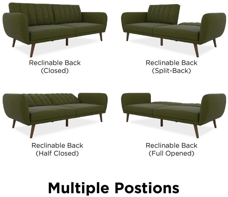 Nowata Brittany Green Linen Futon Sofa Bed - 2115329NUK