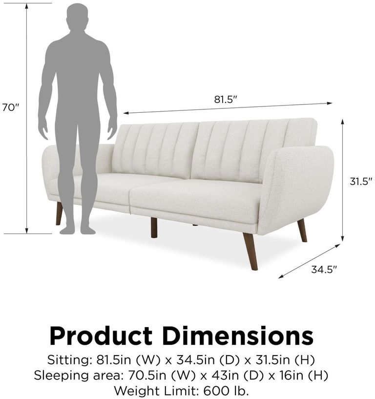 Nowata Brittany Light Grey Linen Futon Sofa Bed - 2115429NUK