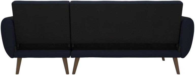 Nowata Brittany Navy Blue Linen Sectional Futon Sofa Bed - 2276629NUK