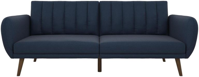 Nowata Brittany Navy Linen Futon Sofa Bed - 2115629NUK