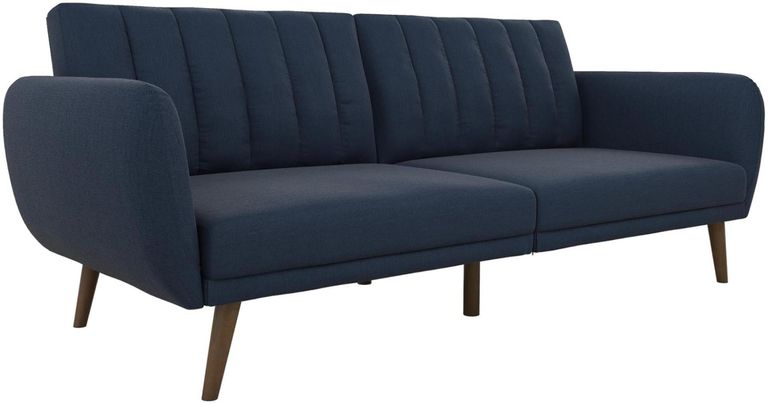 Nowata Brittany Navy Linen Futon Sofa Bed - 2115629NUK