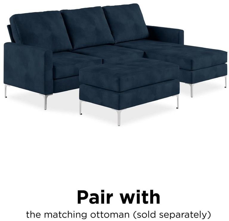 Nowata Chapman Blue Velvet Sectional Sofa - DA037SEC-BLUK