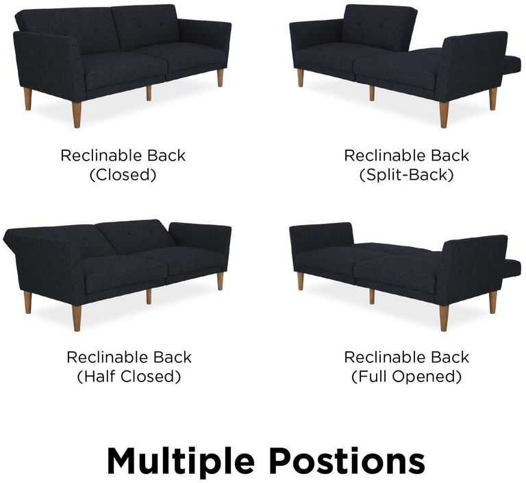 Nowata Regal Blue Linen Futon Sofa Bed - 2180629NUK