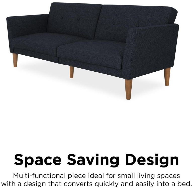 Nowata Regal Blue Linen Futon Sofa Bed - 2180629NUK