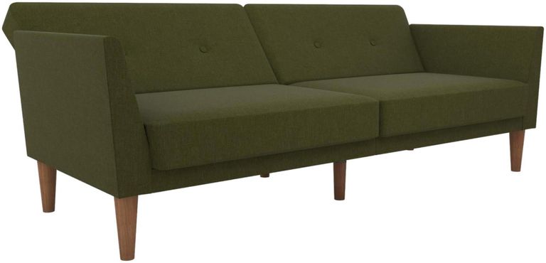 Nowata Regal Green Linen Futon Sofa Bed - 2180929NUK