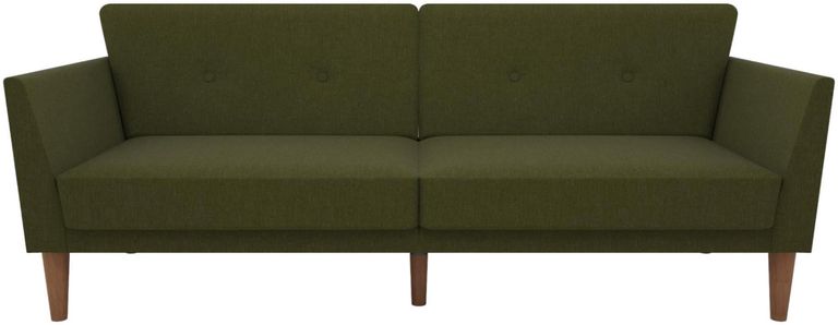 Nowata Regal Green Linen Futon Sofa Bed - 2180929NUK