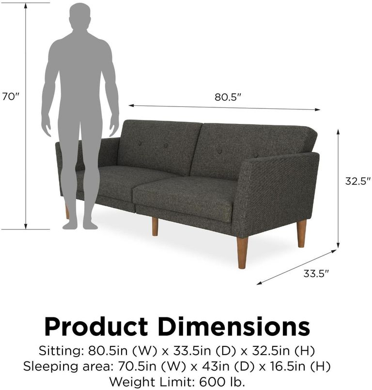 Nowata Regal Grey Linen Futon Sofa Bed - 2180429NUK