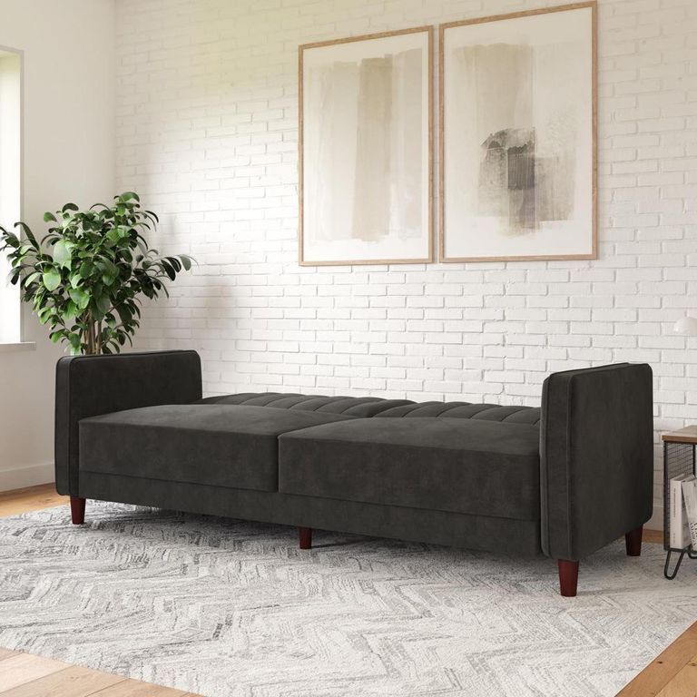 Nowata Regal Grey Linen Futon Sofa Bed - 2180429NUK