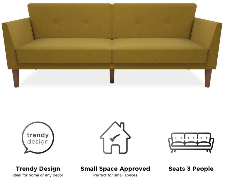 Nowata Regal Mustard Linen Futon Sofa Bed - 2180329NUK
