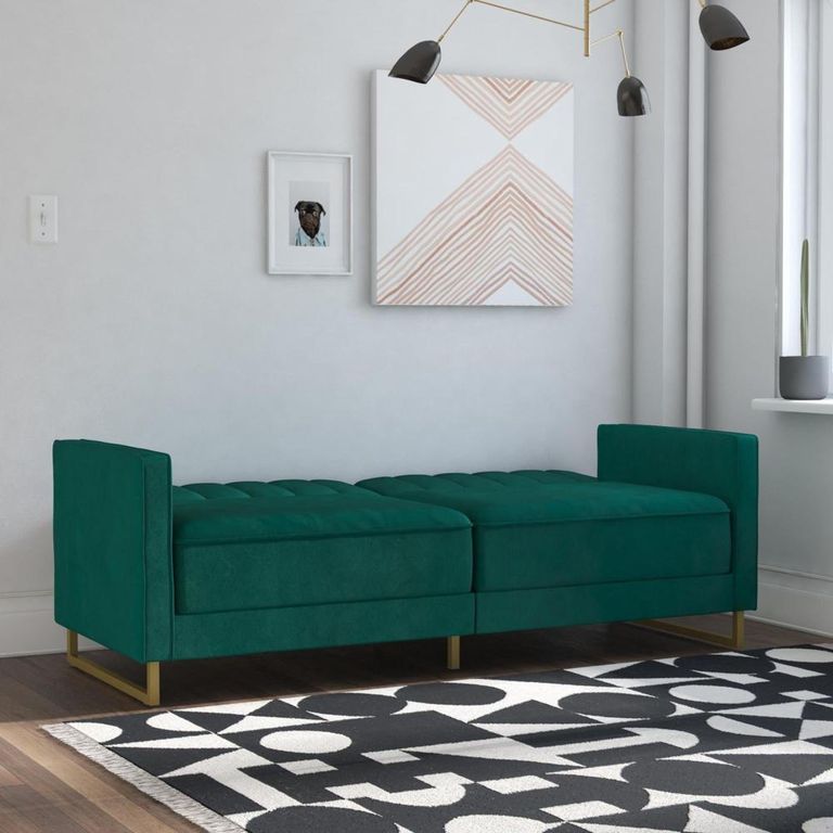 Nowata Skylar Green Velvet Sofa Bed - 2358979NUK