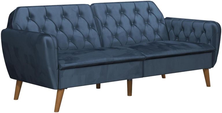 Nowata Tallulah Blue Velvet Futon Sofa Bed - 2144679NUK