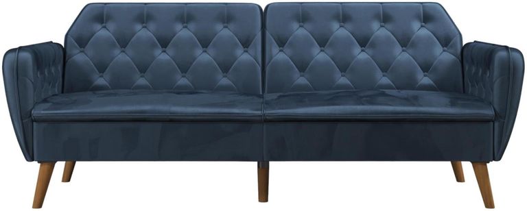 Nowata Tallulah Blue Velvet Futon Sofa Bed - 2144679NUK