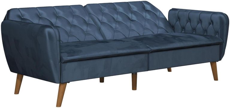 Nowata Tallulah Blue Velvet Futon Sofa Bed - 2144679NUK