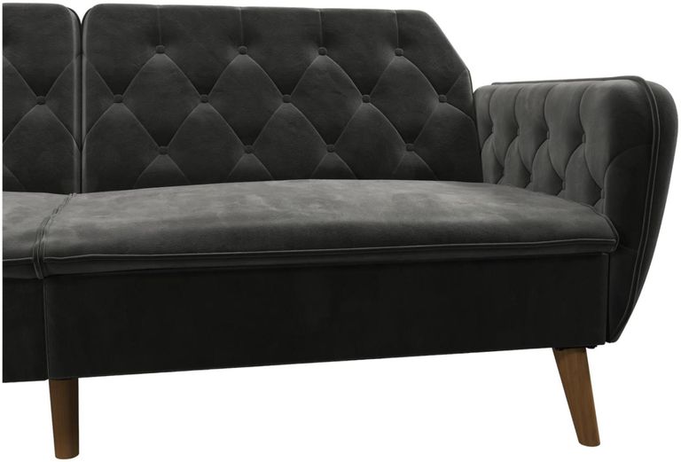 Nowata Tallulah Grey Velvet Futon Sofa Bed - 2144479NUK