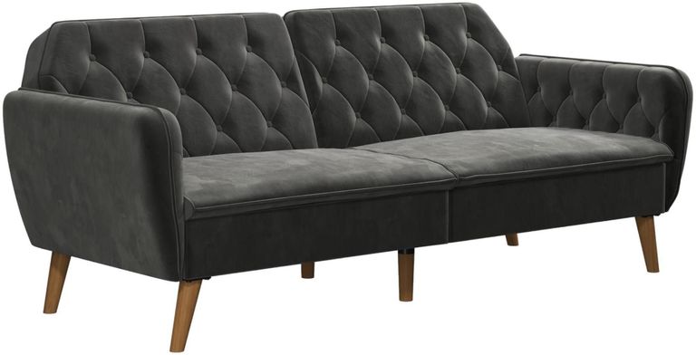 Nowata Tallulah Grey Velvet Futon Sofa Bed - 2144479NUK