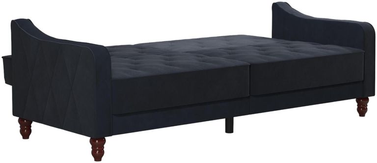 Nowata Vintage Blue Velvet Tufted Futon Sofa Bed - 2238679NUK