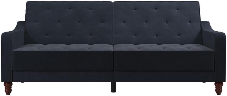 Nowata Vintage Blue Velvet Tufted Futon Sofa Bed - 2238679NUK