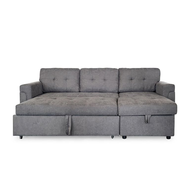 Omniya Corner Sofa Bed - Grey Fabric - Pull Out