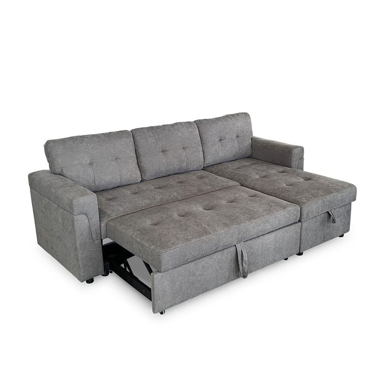 Omniya Corner Sofa Bed - Grey Fabric - Pull Out