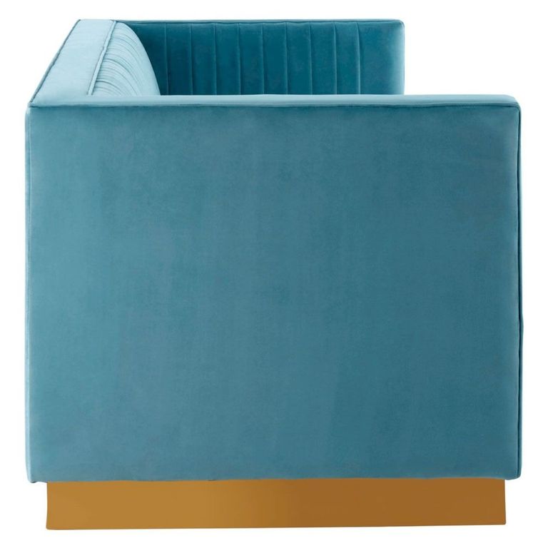 Opal Sofa - 3 Seater - Light Blue Velvet Fabric