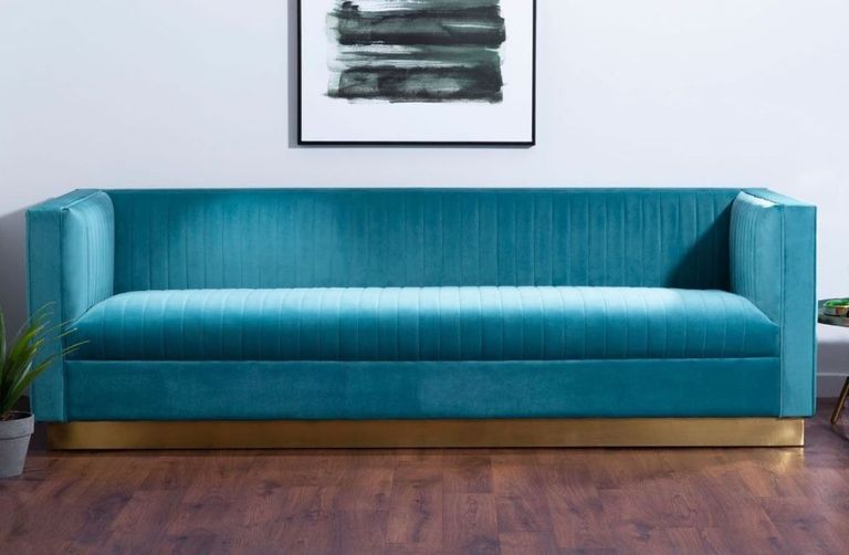 Opal Sofa - 3 Seater - Light Blue Velvet Fabric
