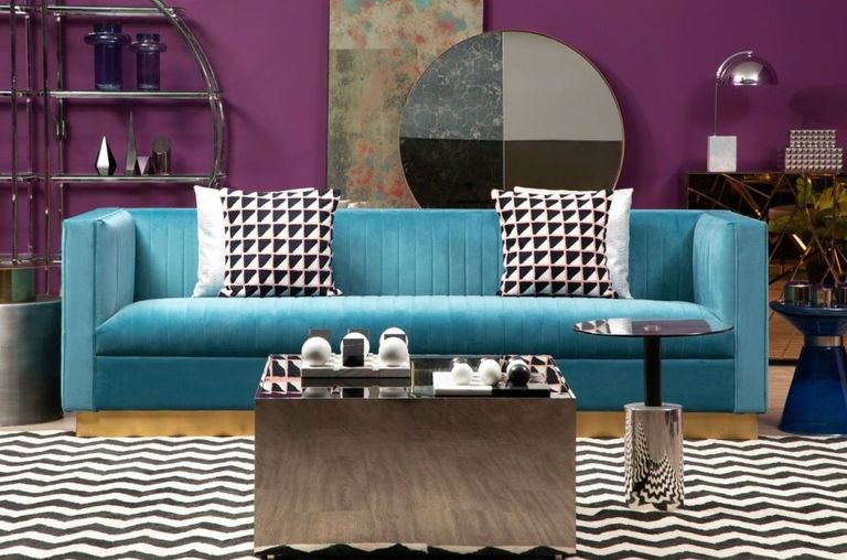 Opal Sofa - 3 Seater - Light Blue Velvet Fabric