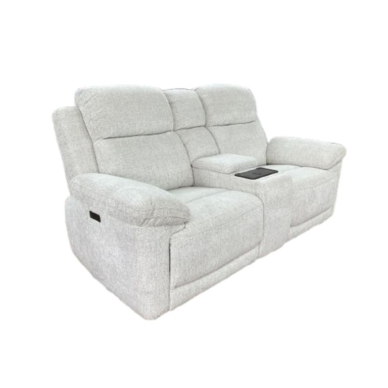 Owen Electric Recliner Sofa - Cream Fabric - 2 Seater - Console