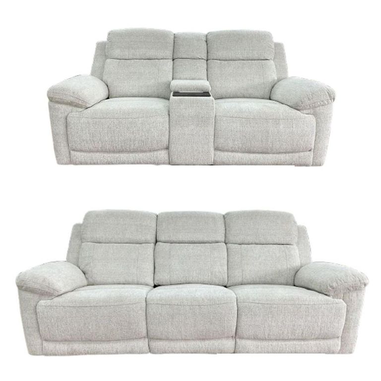 Owen Electric Recliner Sofa Set - Cream Fabric - 3+2 Seater