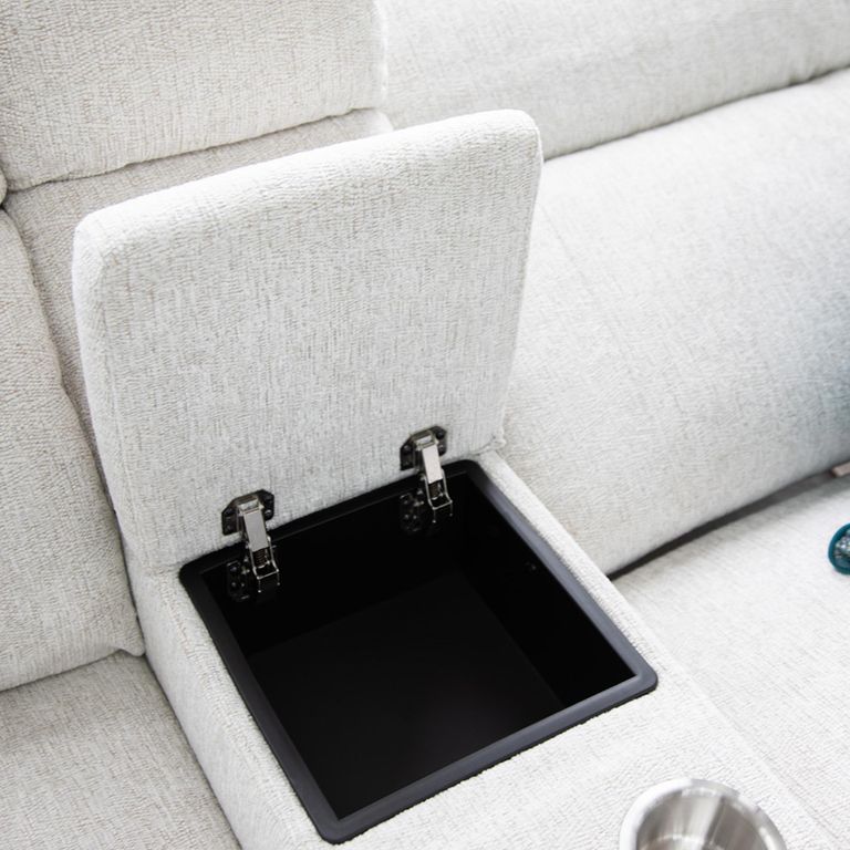 Owen Electric Recliner Corner Sofa - Cream Fabric - Console