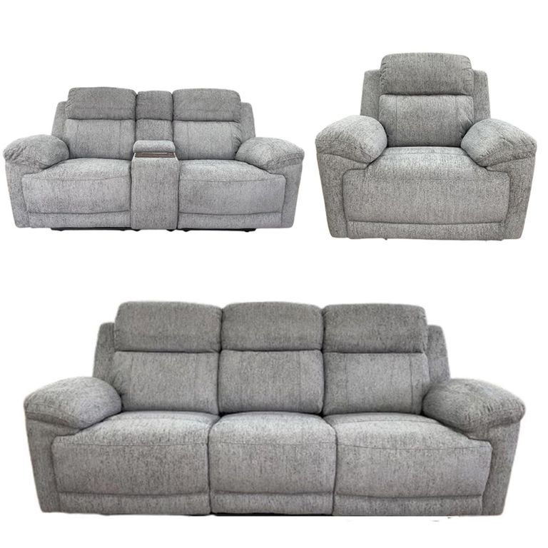 Owen Electric Recliner Sofa Set - Grey Fabric - 3+2+1 Seater