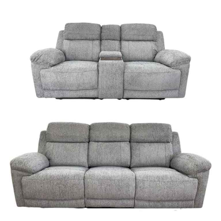 Owen Electric Recliner Sofa Set - Grey Fabric - 3+2 Seater