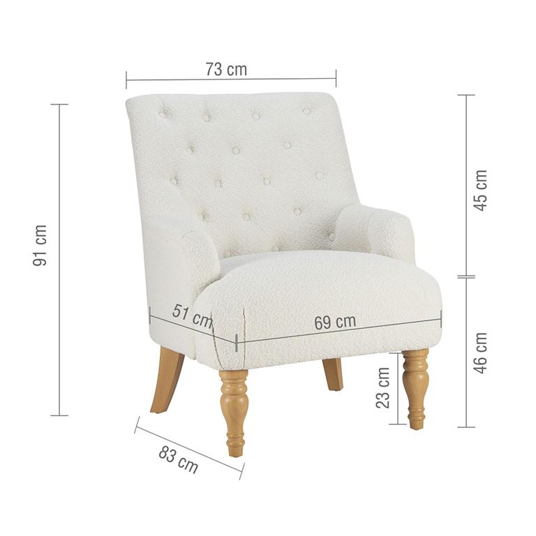 Padstow Highback Armchair - White Fabric
