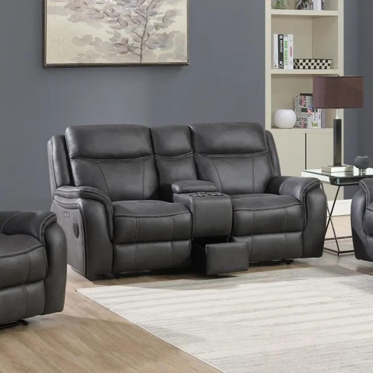 Phoenix Power Recliner Sofa - Charcoal Leather - 2 Seater