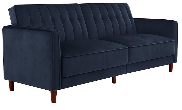 Pinto Tufted Transitional Futon Velvet Fabric 2 Seater Sofa Bed - 2164659UK