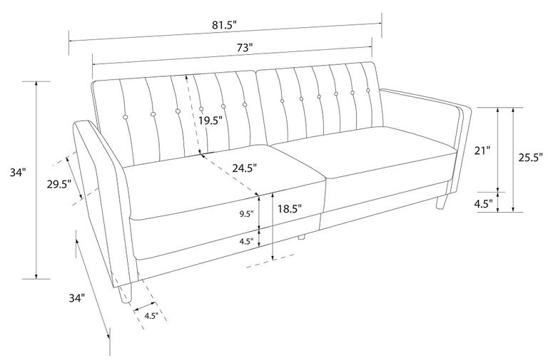 Pinto Tufted Transitional Futon Velvet Fabric 2 Seater Sofa Bed - 2164659UK