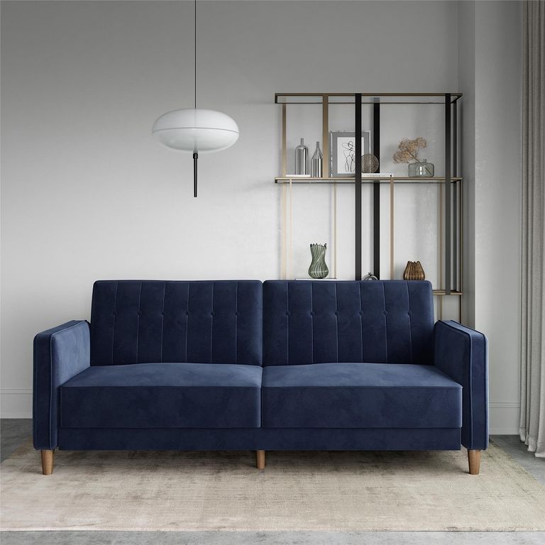 Pinto Tufted Transitional Futon Velvet Fabric 2 Seater Sofa Bed - 2164659UK