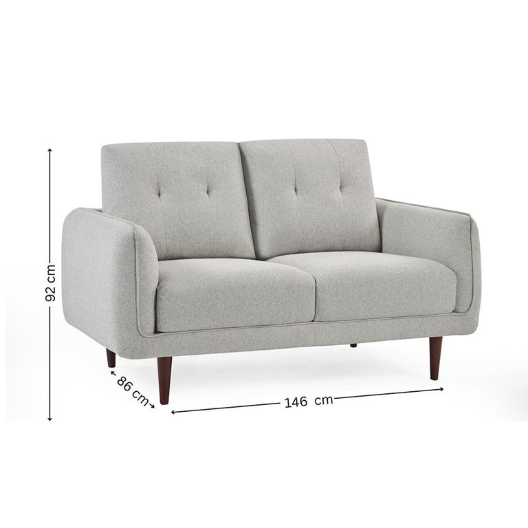 Remy Light Grey Fabric Sofa - 2 Seater