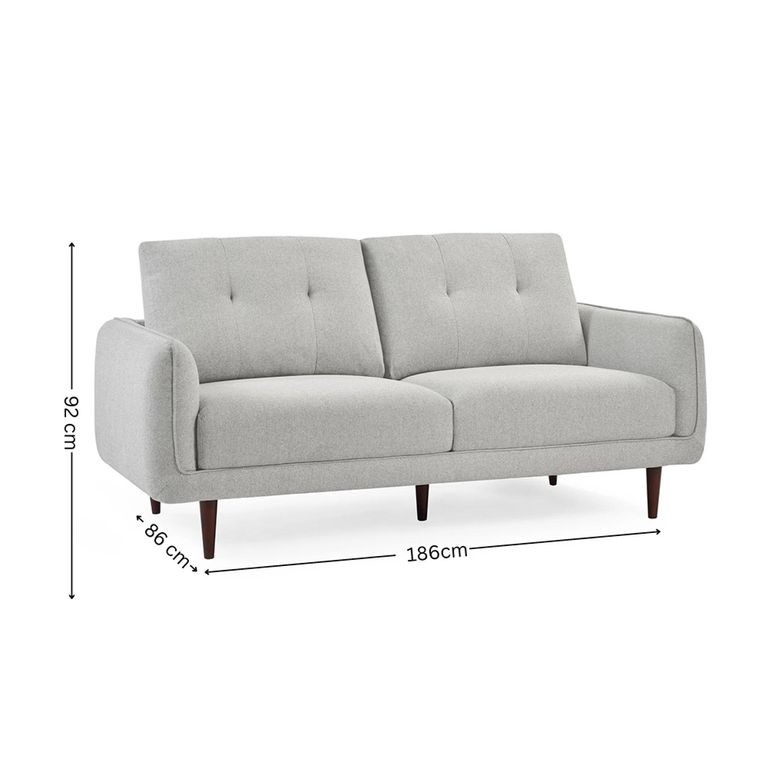 Remy Light Grey Fabric Sofa - 3 Seater