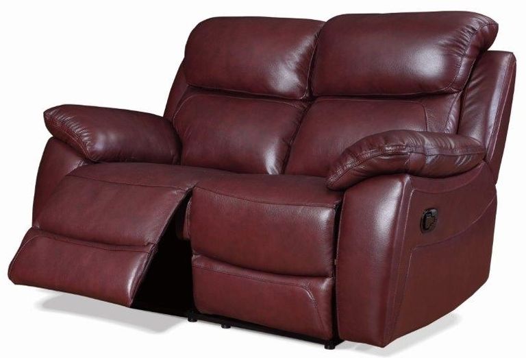 Rivoli Recliner Sofa - Burgundy Leather - 2 Seater