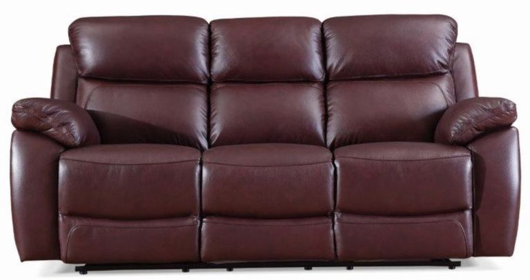 Rivoli Recliner Sofa - Burgundy Leather - 3 Seater