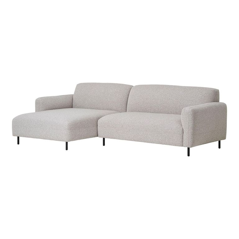 Salvador Lounge Sofa - Light Grey Boucle Fabric - Black Legs - LHF