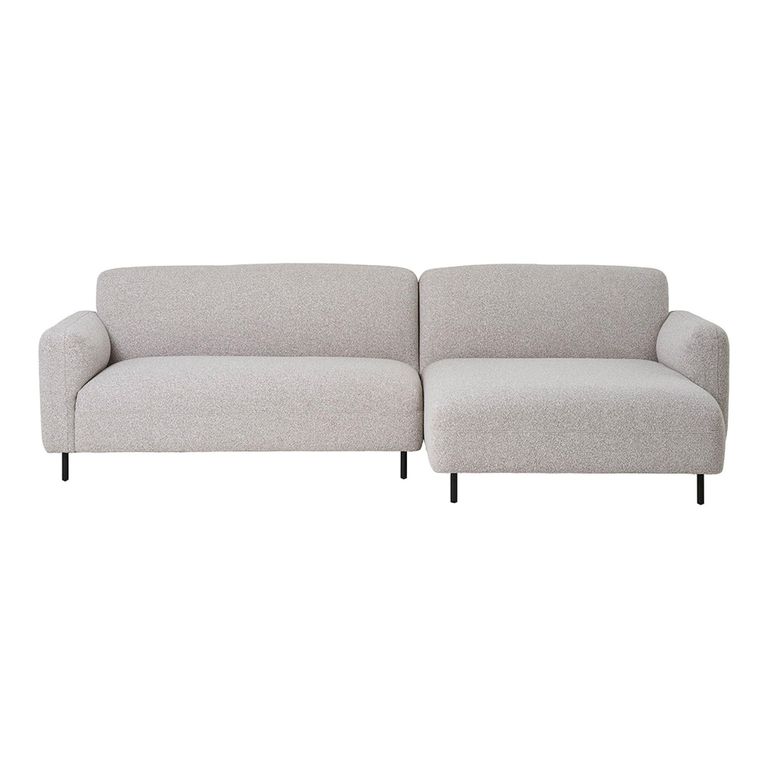 Salvador Lounge Sofa - Light Grey Boucle Fabric - Black Legs - RHF