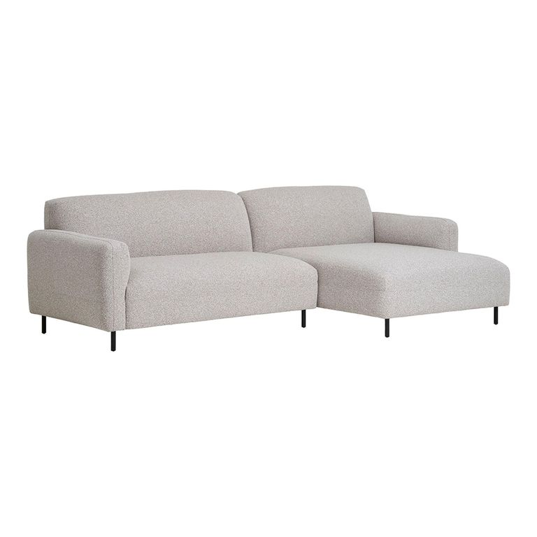 Salvador Lounge Sofa - Light Grey Boucle Fabric - Black Legs - RHF