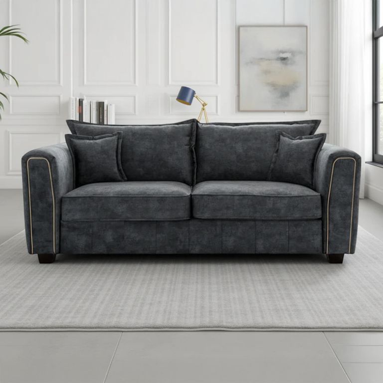 Serena Sofa - Charcoal Black Fabric - 3 Seater