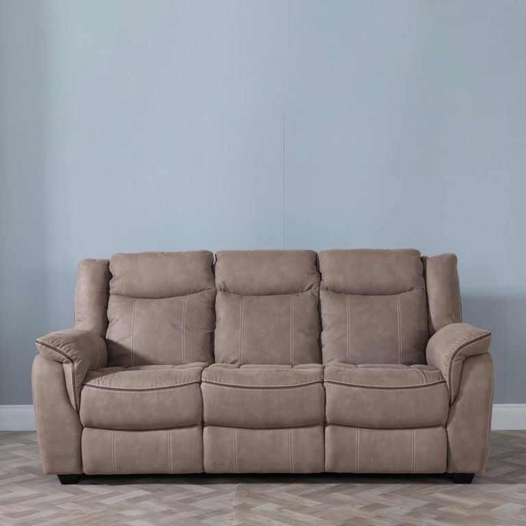 Seville Brown Fabric 3 Seater Sofa