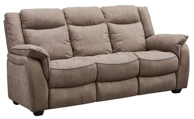 Seville Brown Fabric 3 Seater Sofa