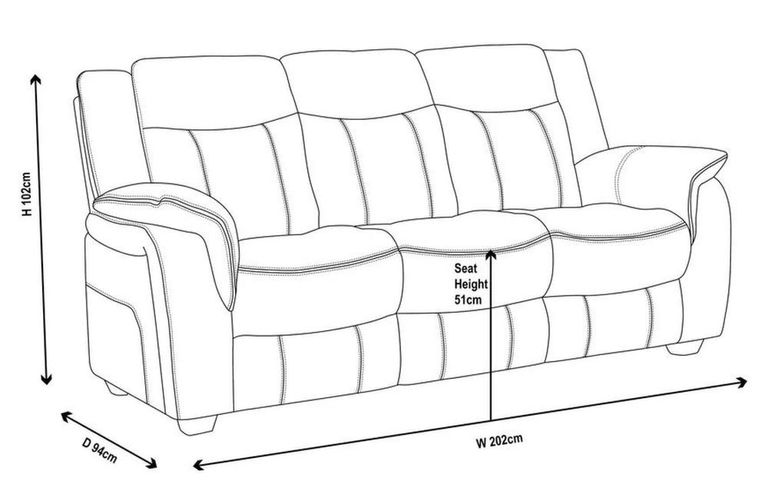 Seville Brown Fabric 3 Seater Sofa